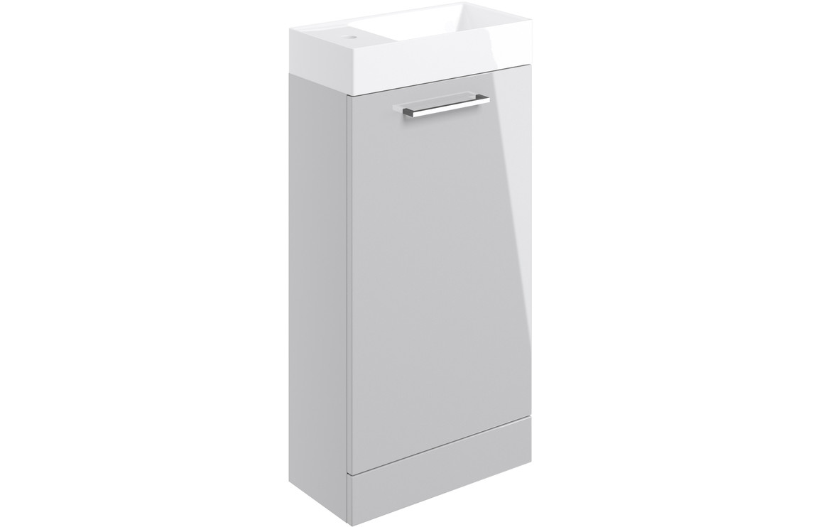 Volta Grey Gloss Door Basin Unit 410mm F/S & C/C Toilet Pack - Image 3