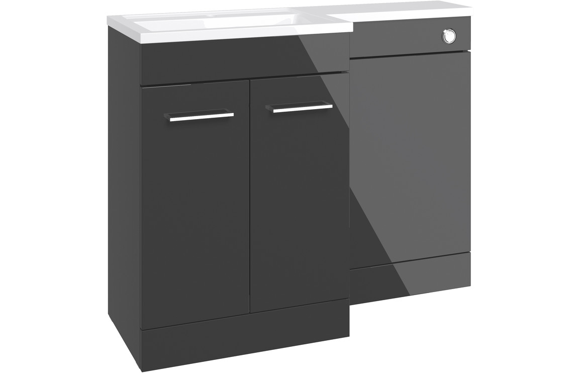 Venosa 1100mm Floor Standing L-Shape Pack & Basin (LH) - Anthracite Gloss