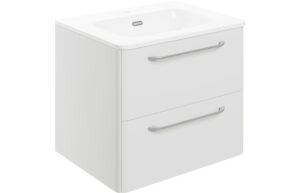 Gatsby 610mm 2 Drawer Wall Unit & Basin - White Gloss