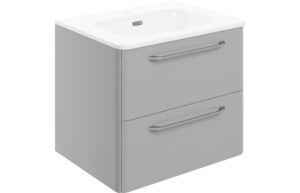 Gatsby 610mm 2 Drawer Wall Unit & Basin - Grey Gloss