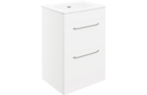 Gatsby 610mm 2 Drawer Floor Unit & Basin - White Gloss