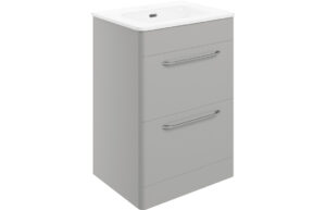 Gatsby 610mm 2 Drawer Floor Unit & Basin - Grey Gloss