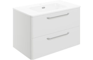 Gatsby 810mm 2 Drawer Wall Unit & Basin - White Gloss