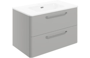 Gatsby 810mm 2 Drawer Wall Unit & Basin - Grey Gloss