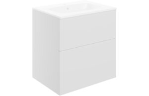 Statement 610mm Wall Hung 2 Drawer Basin Unit & Basin - Matt White