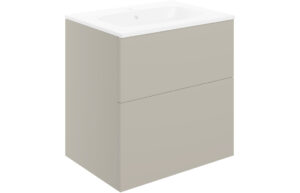 Statement 610mm Wall Hung 2 Drawer Basin Unit & Basin - Matt Latte