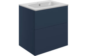 Statement 610mm Wall Hung 2 Drawer Basin Unit & Basin - Matt Deep Blue