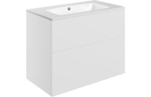 Statement 815mm Wall Hung 2 Drawer Basin Unit & Basin - Matt White