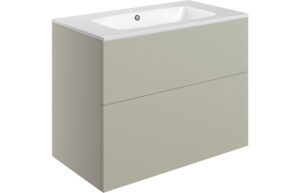 Statement 815mm Wall Hung 2 Drawer Basin Unit & Basin - Matt Latte