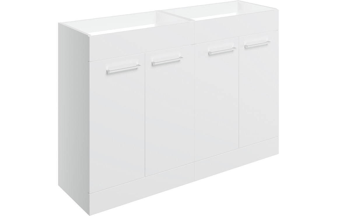 Volta 1180mm Floor Standing 2 Door Basin Unit Run (No Top) - White Gloss
