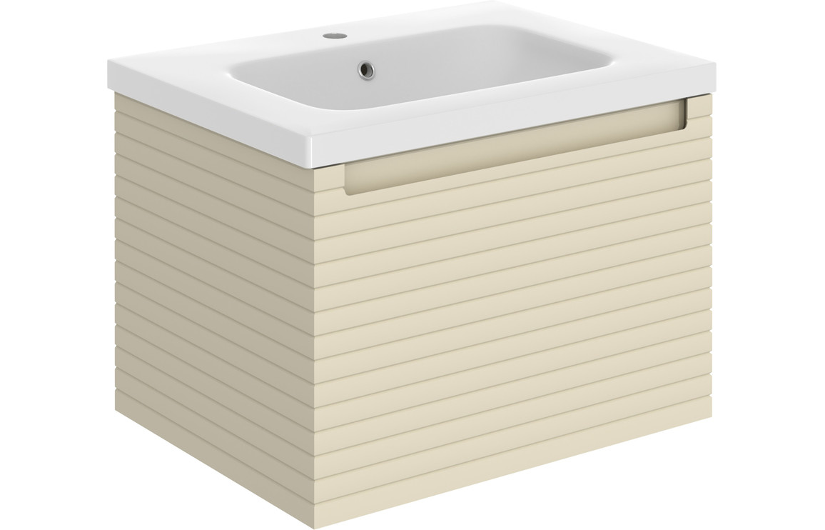 Align 615mm Wall Hung 1 Drawer Basin Unit & Basin - Matt Cotton