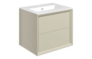 Push 615mm Wall Hung 2 Drawer Basin Unit & Basin - Matt Cotton