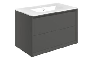 Push 815mm Wall Hung 2 Drawer Basin Unit & Basin - Matt Clay