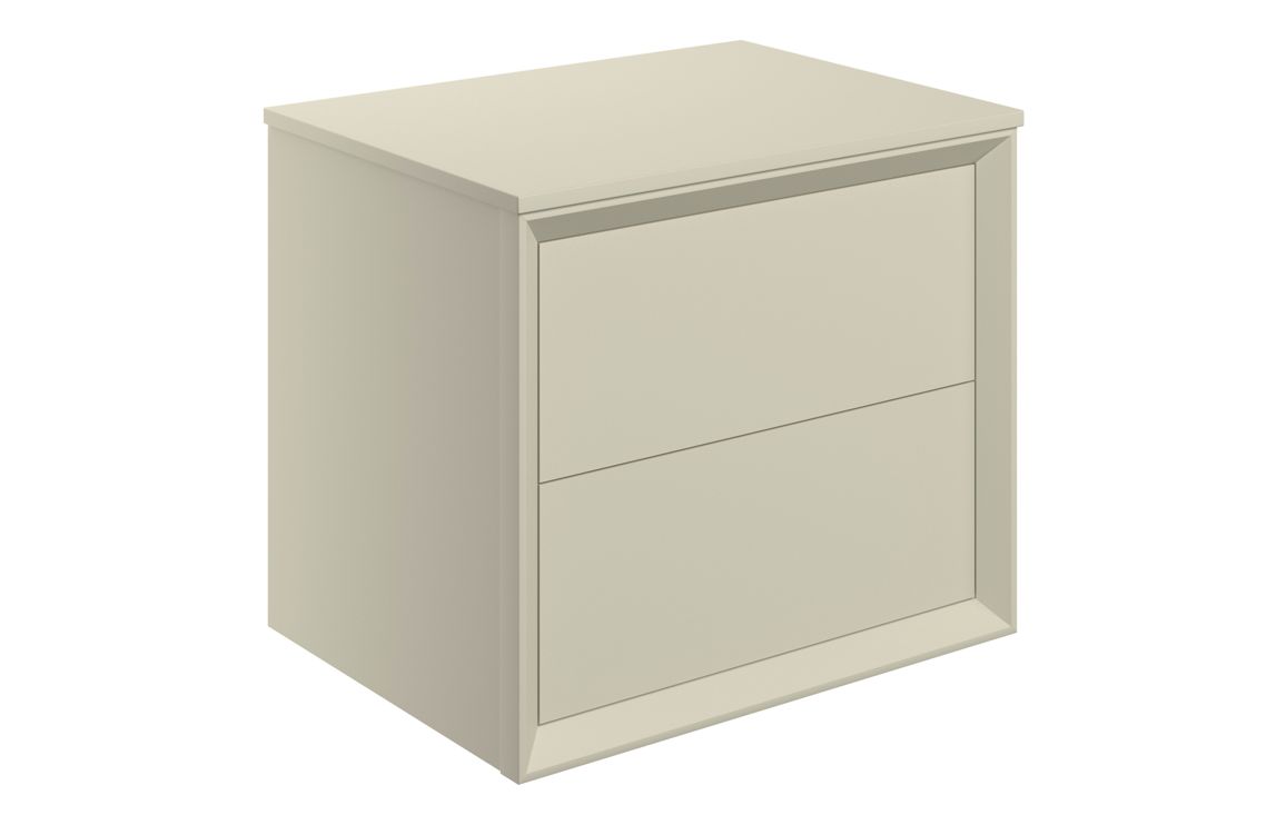 Push 600mm Wall Hung 2 Drawer Basin Unit & Top - Matt Cotton