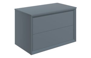 Push 800mm Wall Hung 2 Drawer Basin Unit & Top - Matt Storm Blue