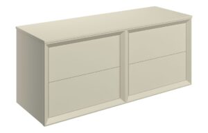 Push 1200mm Wall Hung 4 Drawer Basin Unit Run & Top - Matt Cotton