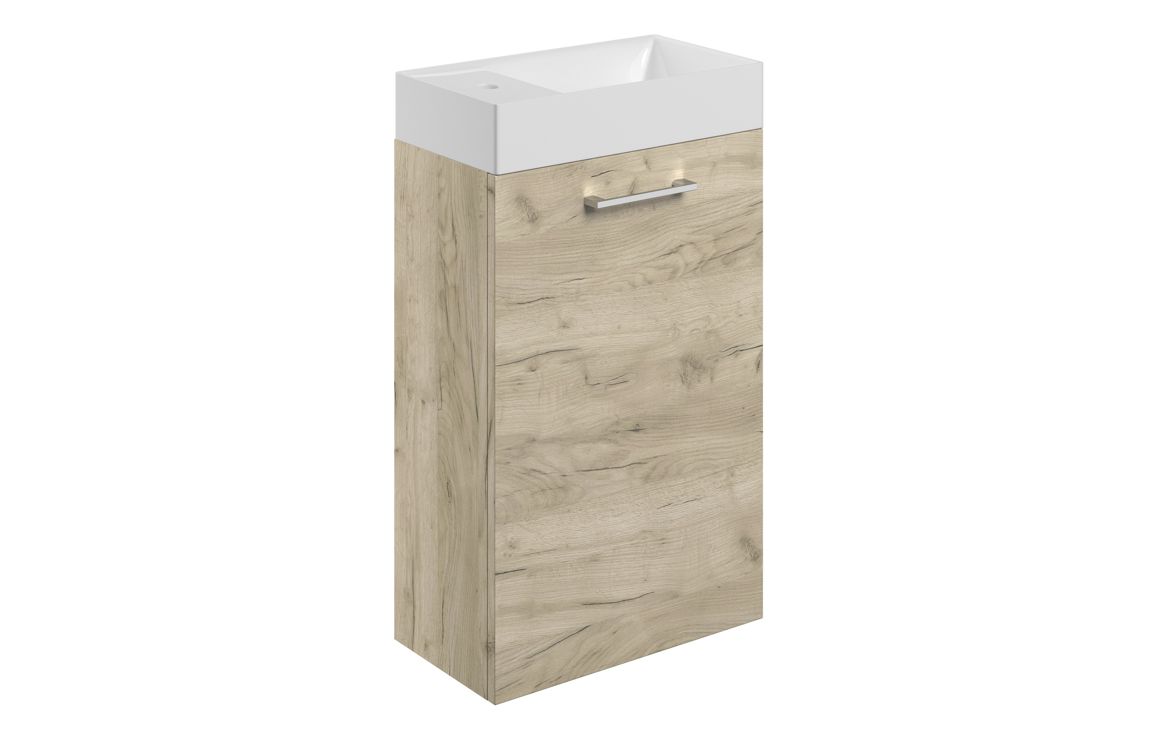 Volta 410mm Wall Hung 1 Door Basin Unit & Basin - Oak