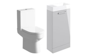 Volta Grey Gloss Door Basin Unit 410mm F/S & C/C Toilet Pack