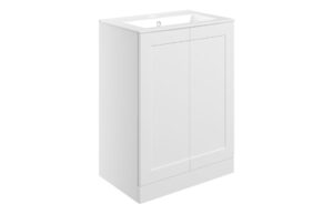 Mayfair 615mm Floor Standing 2 Door Basin Unit & Basin - Matt White