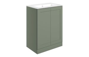 Mayfair 615mm Floor Standing 2 Door Basin Unit & Basin - Matt Reed Green