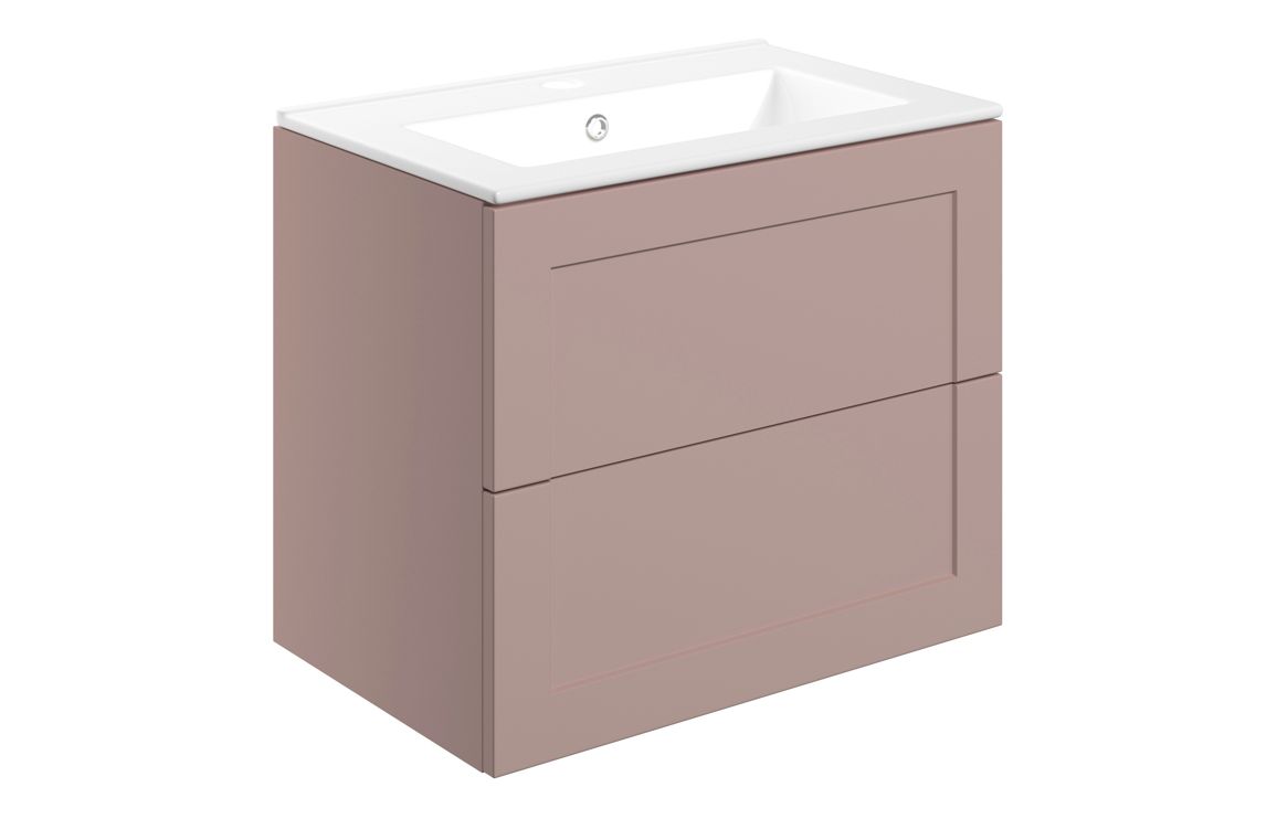 Mayfair 615mm Wall Hung 2 Drawer Basin Unit & Basin - Matt Peony