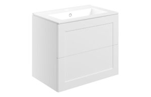 Mayfair 615mm Wall Hung 2 Drawer Basin Unit & Basin - Matt White