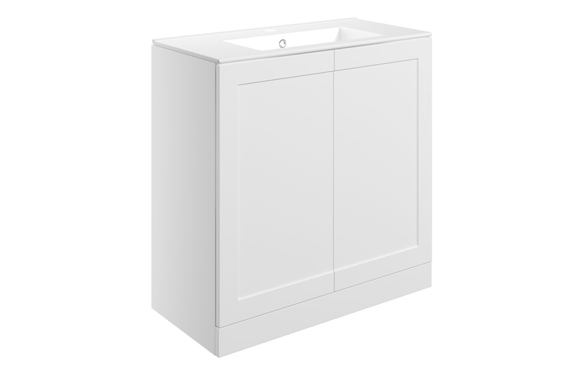 Mayfair 815mm Floor Standing 2 Door Basin Unit & Basin - Matt White