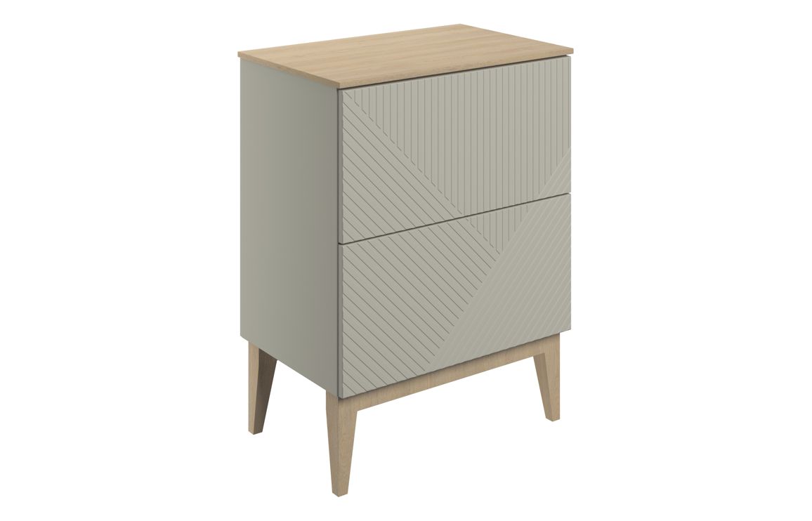 Ligne 610mm Floor Standing 2 Drawer Basin Unit & Maple Oak Effect Worktop - Matt Oat