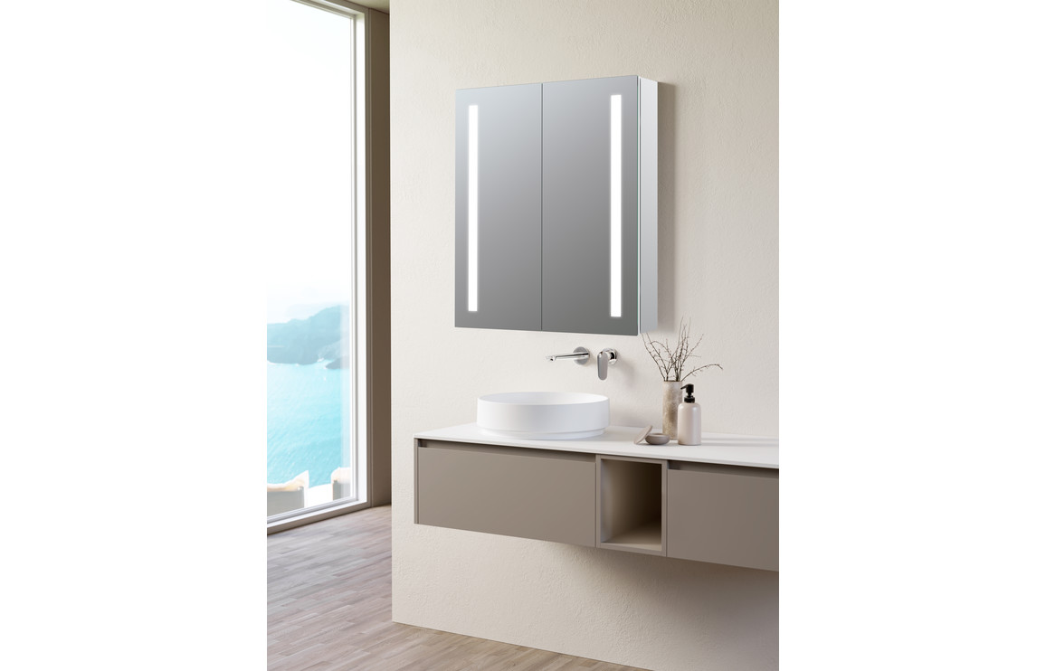Sakura 600mm 2 Door Front-Lit LED Mirror Cabinet - Image 4