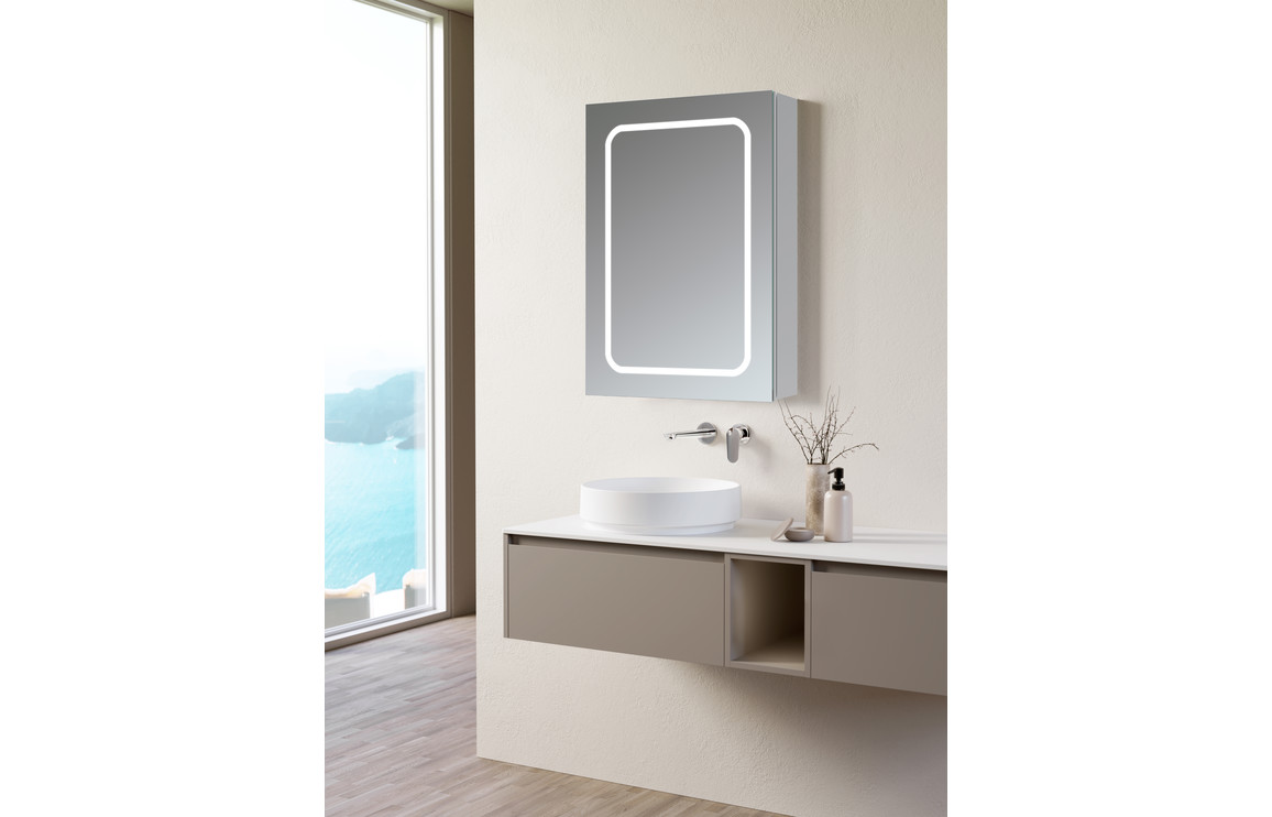 Rika 500mm 1 Door Front-Lit LED Mirror Cabinet - Image 3