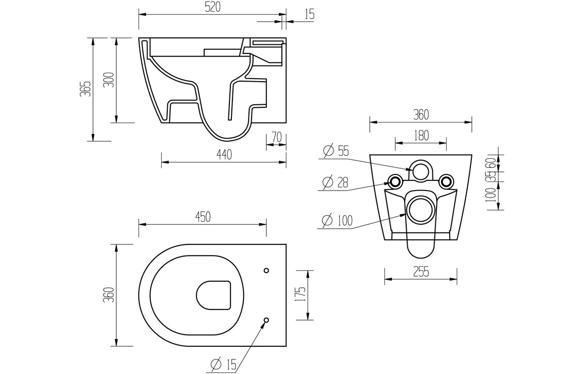 Cilantro Rimless Wall Hung WC & Soft Close Seat - Image 4