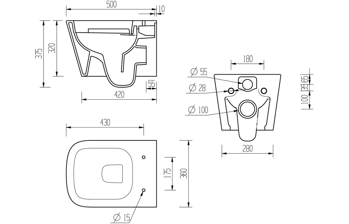 Tilia Rimless Wall Hung WC & Soft Close Seat - Image 3