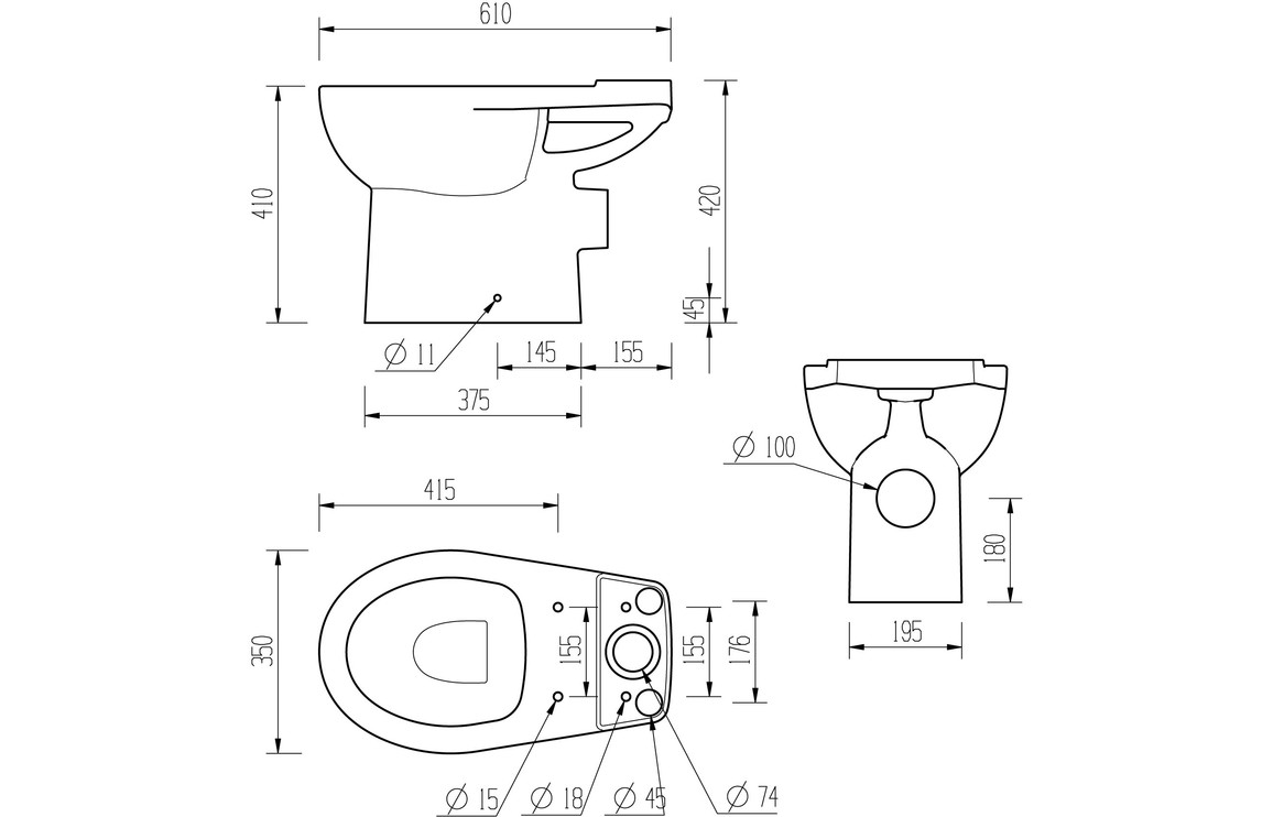 Tuscany Close Coupled Open Back WC & Soft Close Seat - Image 5