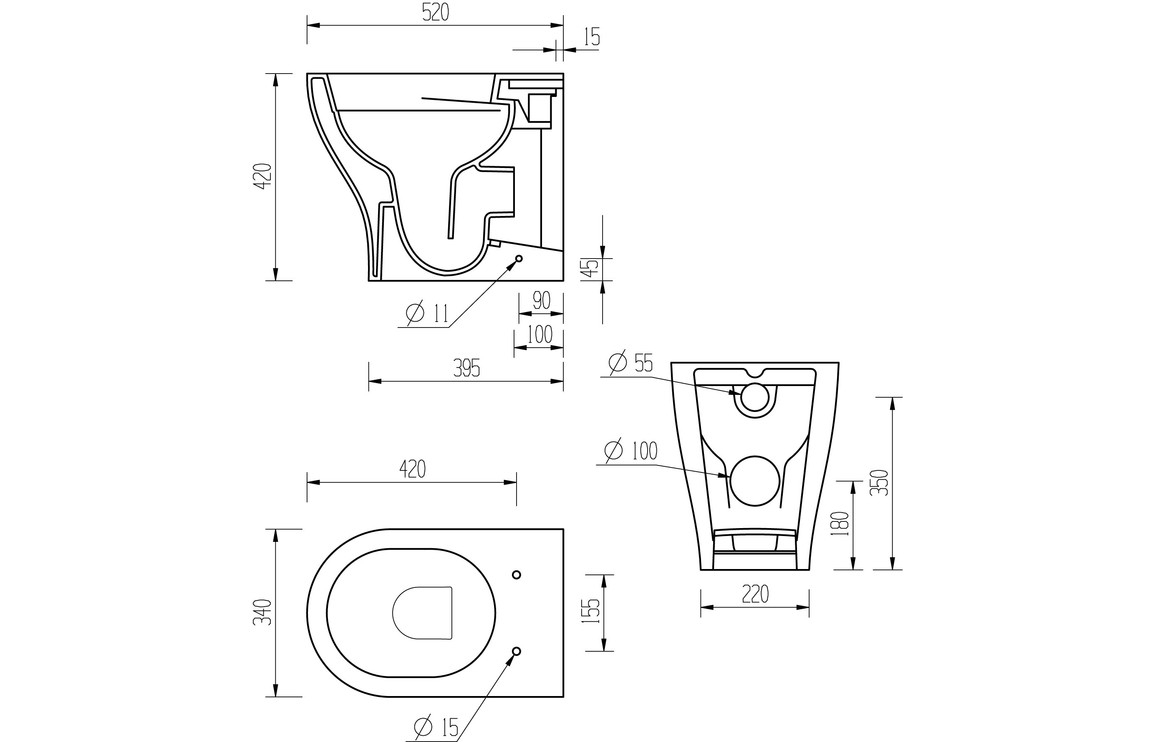 Lily Rimless Back To Wall WC & Soft Close Seat - Image 3