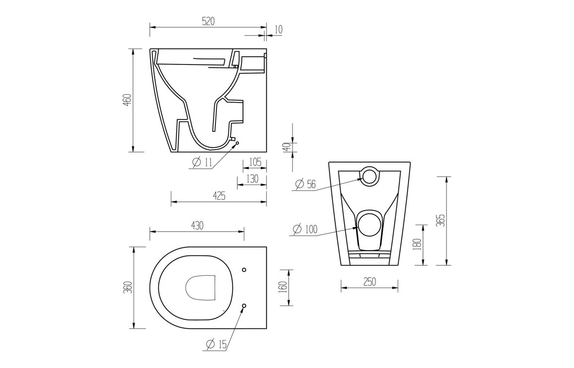 Cilantro Rimless Back To Wall Comfort Height WC & Soft Close Seat - Image 4