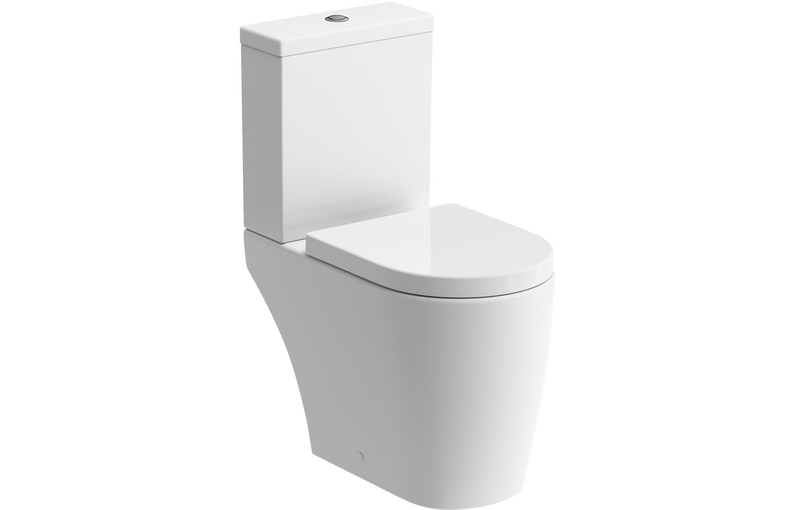 Cilantro Rimless Close Coupled Open Back WC & Soft Close Seat
