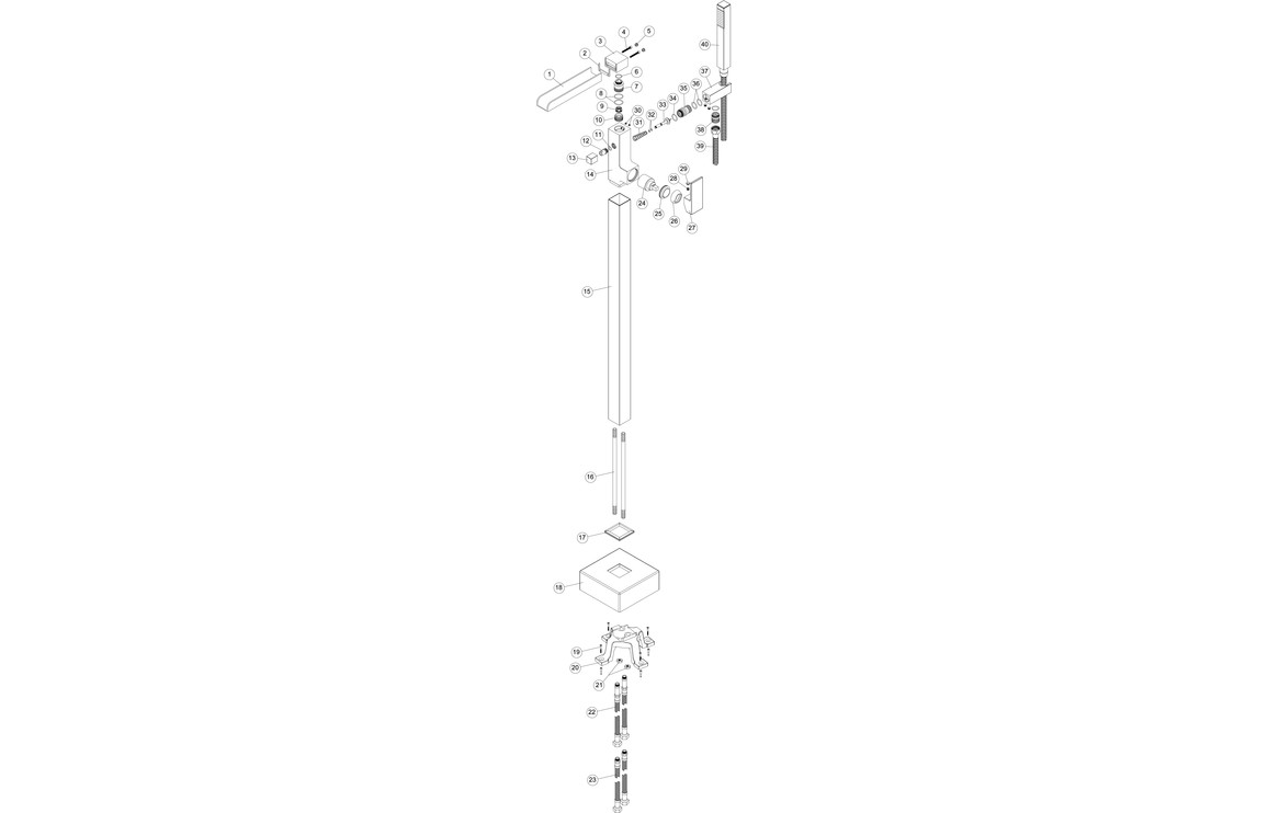Marne Floor Standing Bath/Shower Mixer - Chrome - Image 2