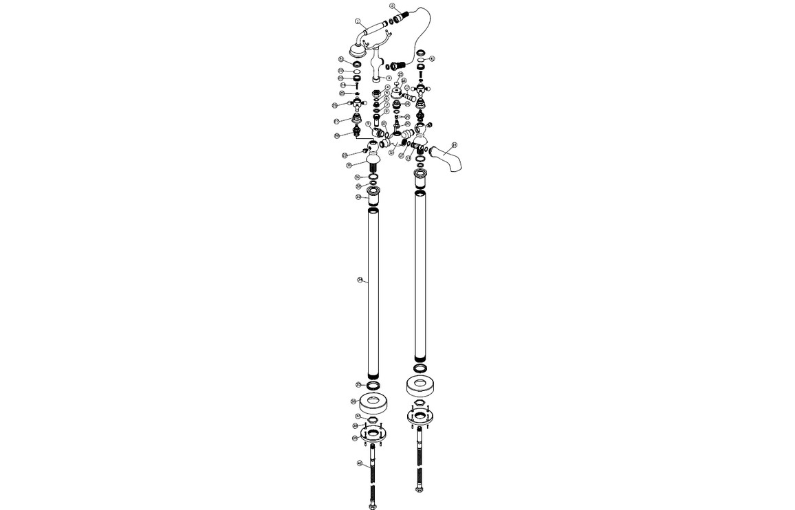 Tadlow Floor Standing Bath/Shower Mixer & Shower Kit - Brushed Brass - Image 2