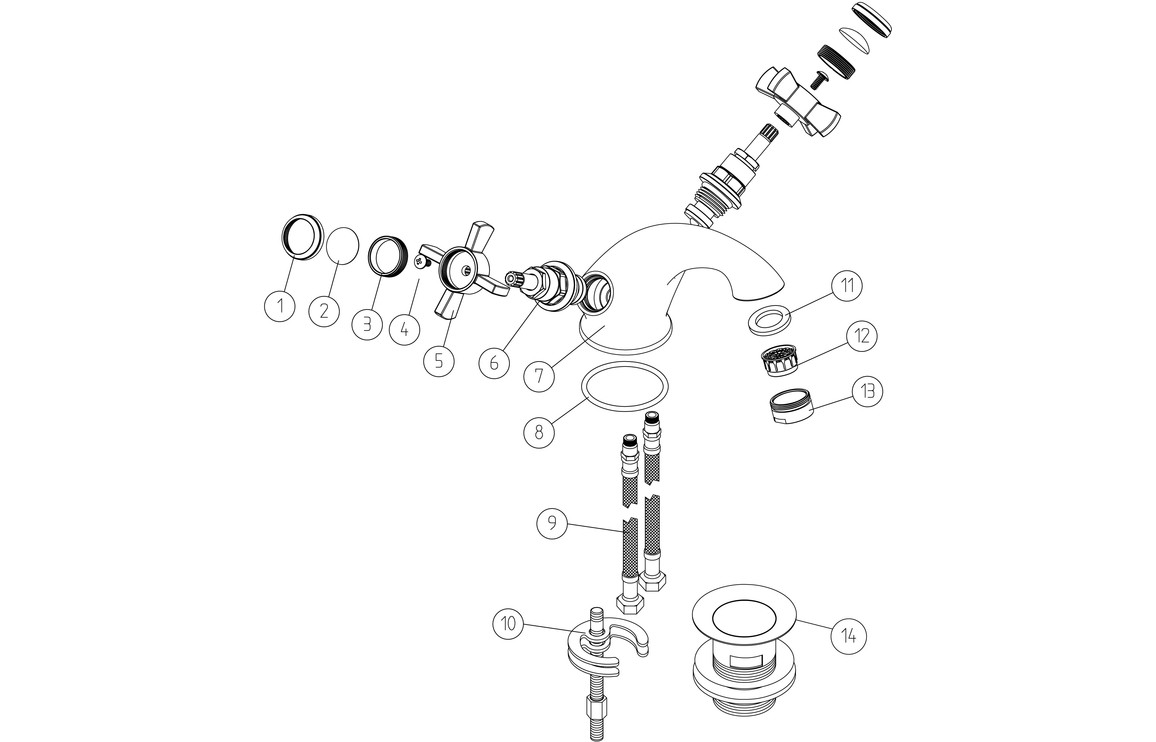 Bordon Basin Mixer & Waste - Chrome - Image 2