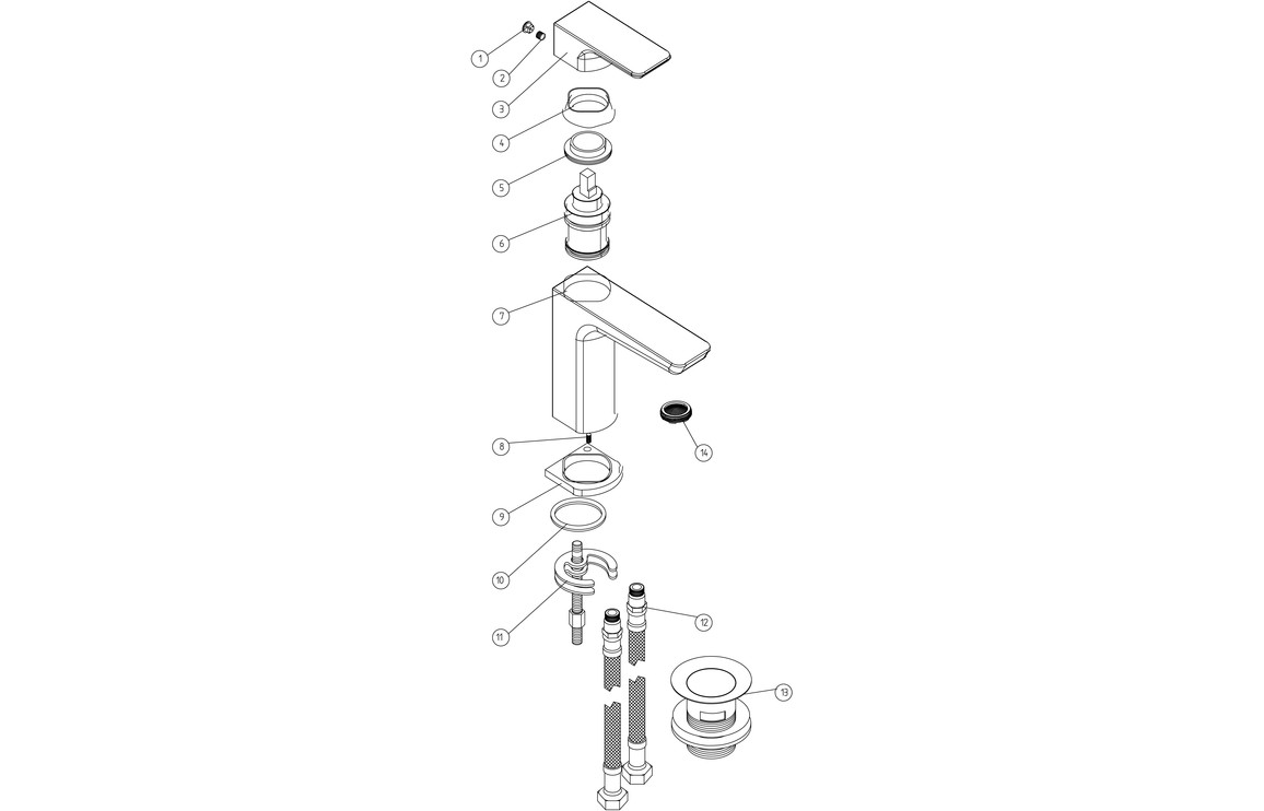 Berio Basin Mixer & Waste - Matt Black - Image 2