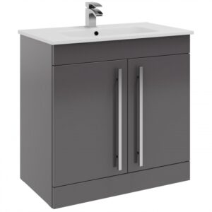 Purity 800mm 2 Door Floor Standing Unit Storm Grey Gloss