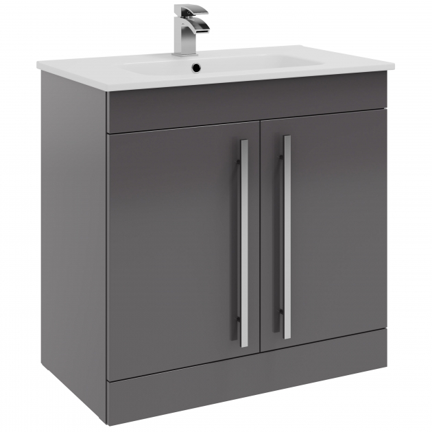 Purity 800mm 2 Door Floor Standing Unit Storm Grey Gloss
