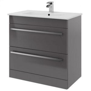 Purity 800mm 2 Drawer Floor Standing Unit Storm Grey Gloss