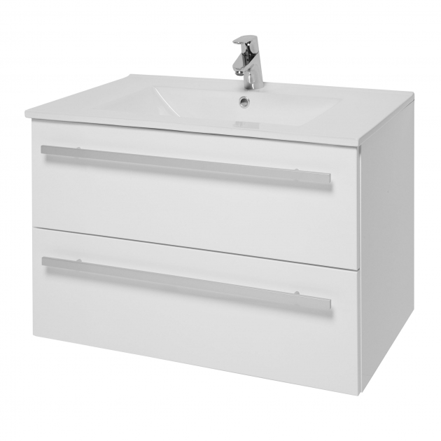Purity 800mm 2 Drawer Wall Mounted Unit White - Image 3