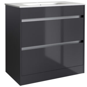 City 800x460mm Floor Standing Unit Storm Grey Gloss