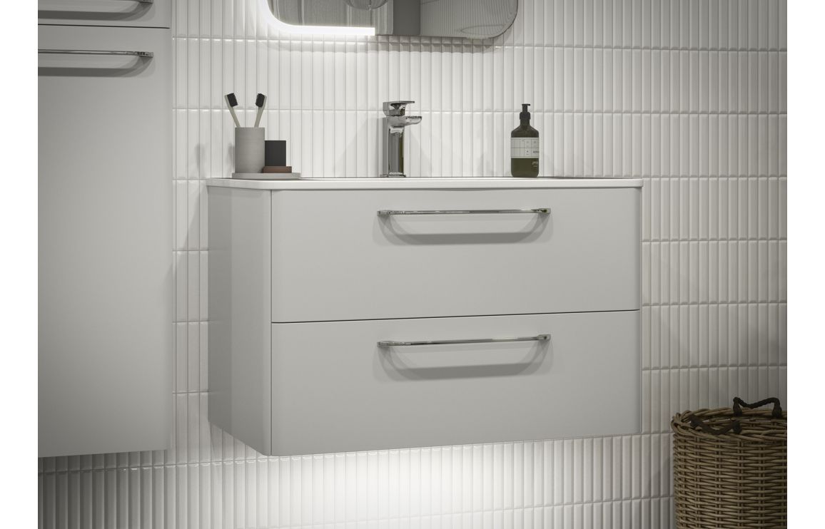 Gatsby 610mm 2 Drawer Wall Unit & Basin - White Gloss - Image 5