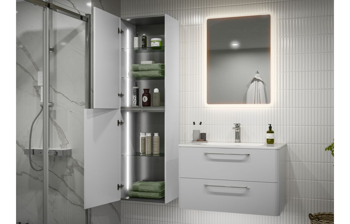 Gatsby 610mm 2 Drawer Wall Unit & Basin - White Gloss - Image 4