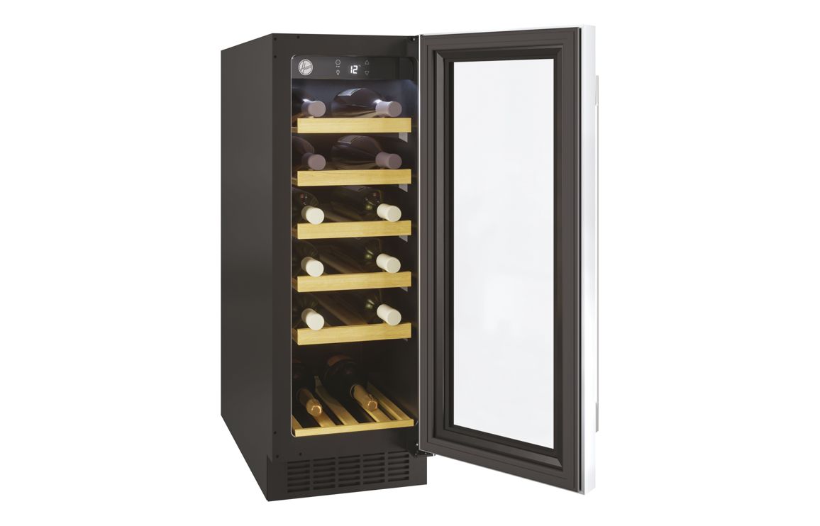 Hoover H500 HWCB 30 UK/N 30cm Wine Cooler - Black Glass & St/Steel - Image 2