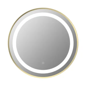 Halo 600mm Round Front-Lit LED Mirror - Brushed Brass