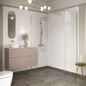 Iconix 900mm Wetroom Side Panel & Arm - Brushed Brass